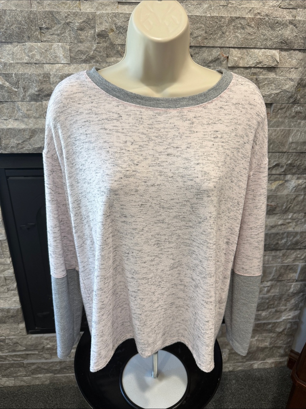 Women's Michael Stars Two-Tone Color Block Long Sleeve Top